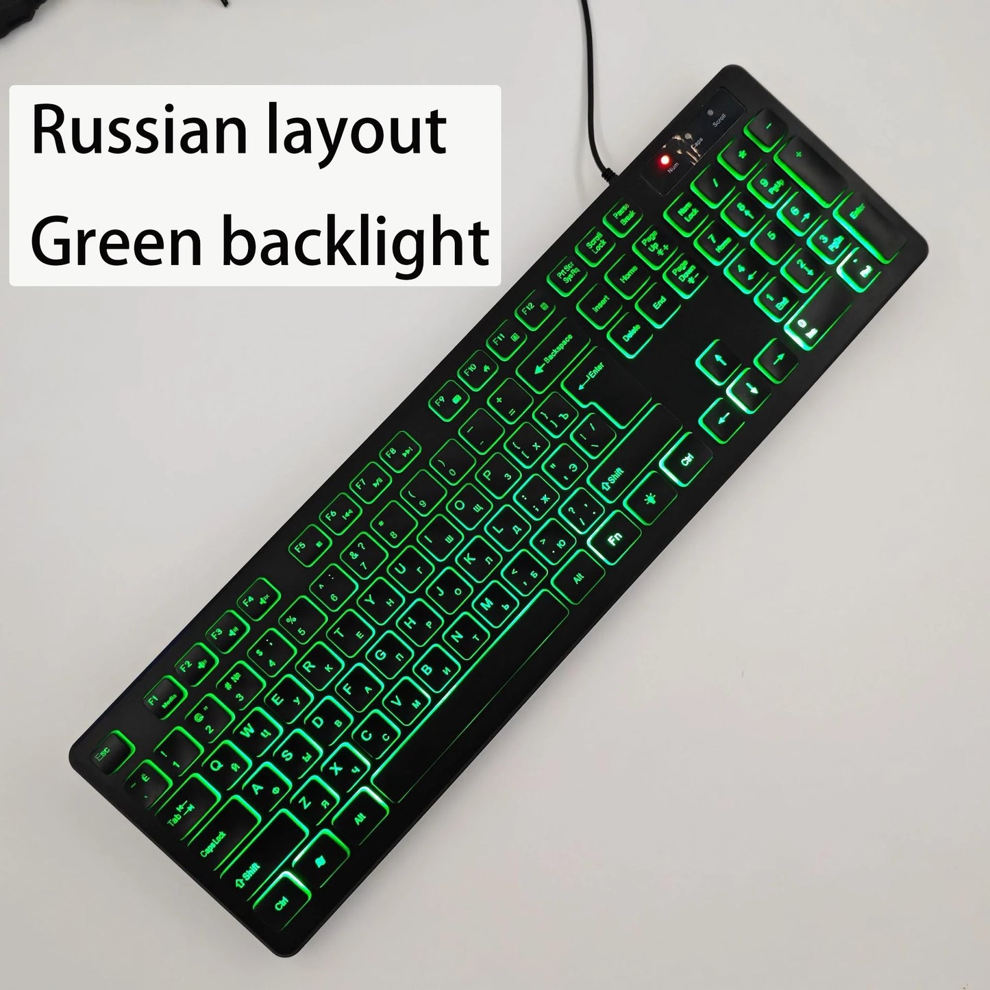 Teclado gaming de secretária com fios e retroiluminado, layout de teclado espanhol/francês (AZERTY)/russo/árabe/alemão, para computador de secretária e escritório