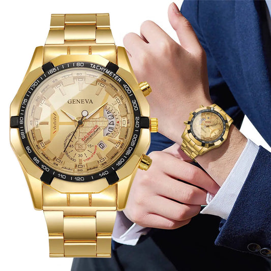 Fashion Men Business Watches Luxury Large Dial Calendar Quartz Watch Mens Clock Reloj Hombre（Without Box）