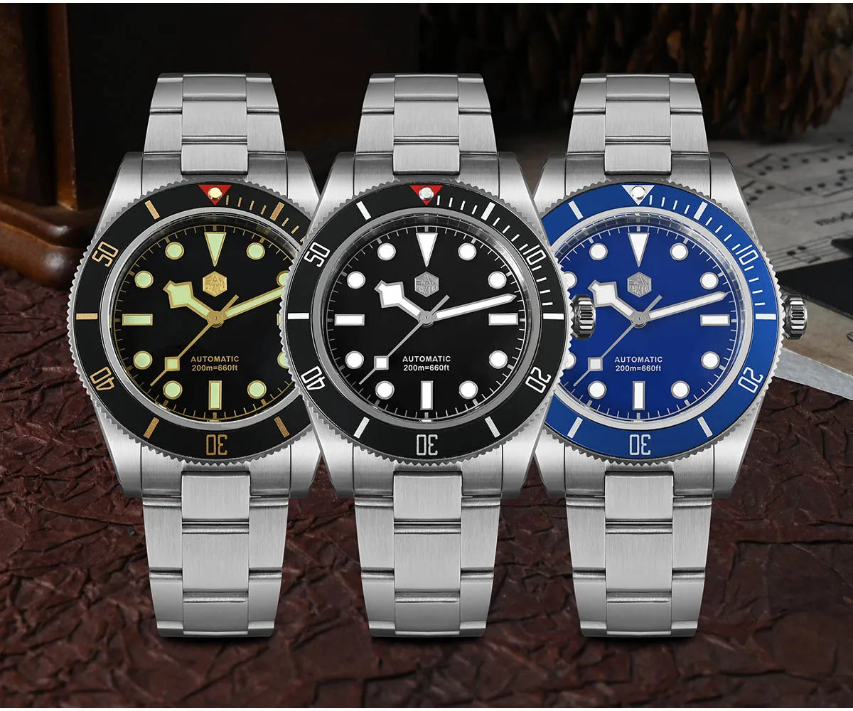 San Martin Upgraded BB58 40mm Retro Luxury Men Diver Watch NH35 Automatic Mechanical Sapphire 200m Waterproof Reloj SN0008D