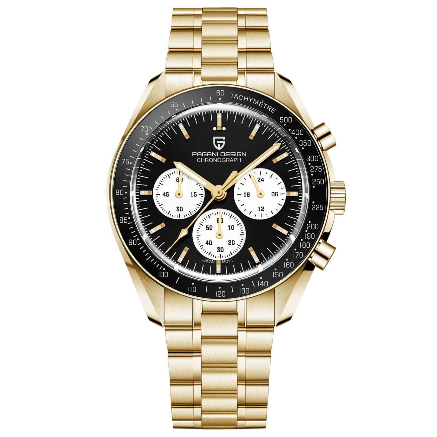 PAGANI DESIGN Moon Men's Watches Gold Luxury Quartz Watch Men Speed Sports Chronograph AR Sapphire Waterproof Luminous Man Gift