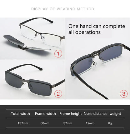 BOYSEEN Ochelari de soare polarizați cu clemă, lentile pentru vizibilitate zi și noapte la volan, unisex, sport, pescuit, ochelari pentru miopie, bărbați, femei, călătorii, activități în aer liber