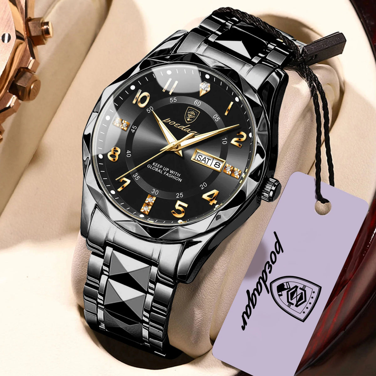 Relógio de homem POEDAGAR Fashion Luxury, estanque, luminoso, de quartzo, bracelete em aço inoxidável, data e dia da semana, estilo descontraído.