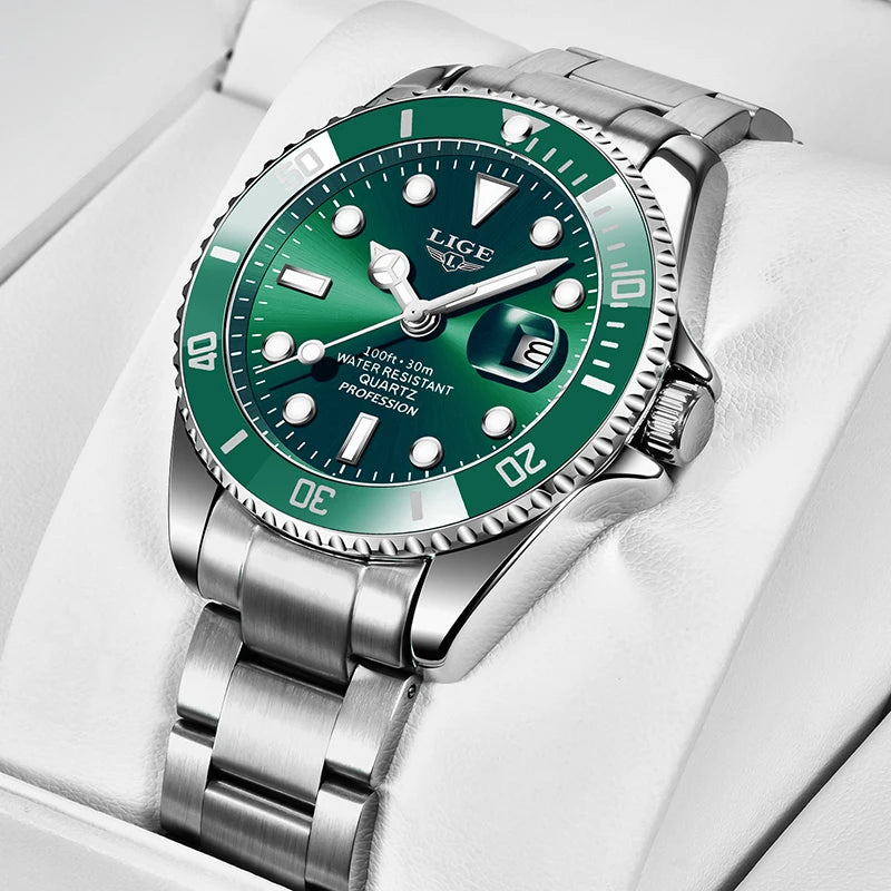 Montre pour homme LIGE – Chronographe à quartz, étanche, style décontracté et professionnel, accessoire de mode de luxe d'une grande marque.