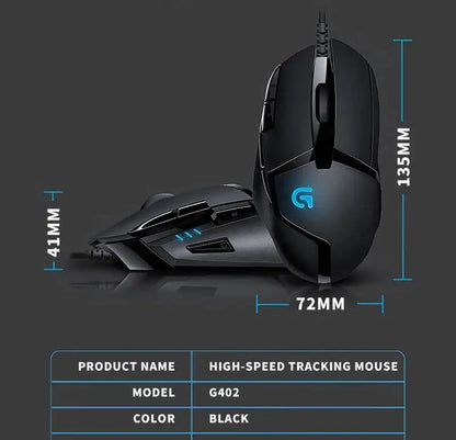 Logitech G402 kablet gamingmus 32-bit ARM-processor 8 knapper 500 IPS skridsikker til gaming- og arbejdssessioner hele dagen