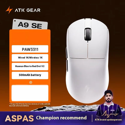 ATK A9 Plus Gaming Mouse Wireless A9/A9 SE/A9 Pro Tri Mode 8K Gaming Mouse Lightweight A9 Ultimate E-sports PC Gift Customized
