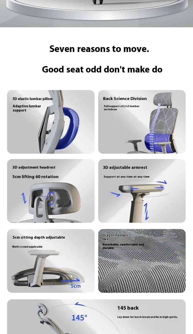 Office Chair Gaming Desk Ergonomic Computer Adjustable Armrests 3D Headrest Chair Lift Chair Back Can Tilt Back with Foot Pedals