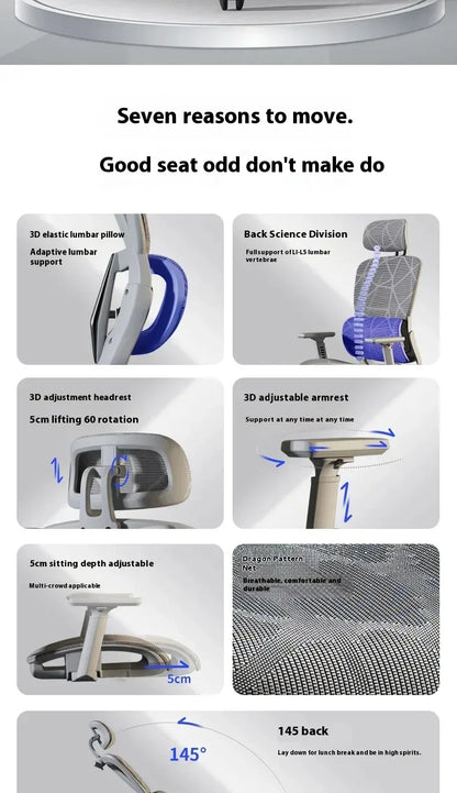 Office Chair Gaming Desk Ergonomic Computer Adjustable Armrests 3D Headrest Chair Lift Chair Back Can Tilt Back with Foot Pedals