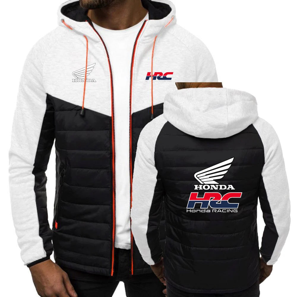 2025 Spring And Autumn Comfortable Jacket Slim Coat Men's New Seven-color Cotton-padded Honda racing Print Patchwork Hoodies