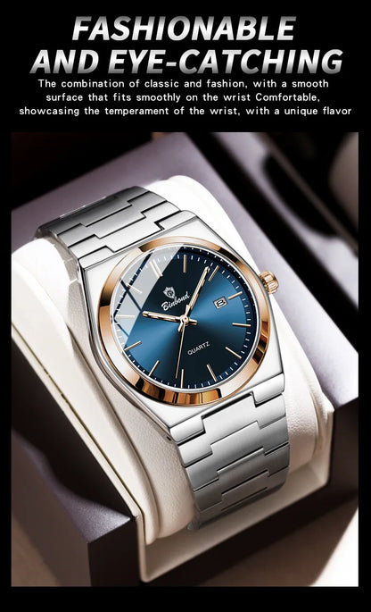 UTHAI Men Watch Light Luxury Brand Stainless Steel Calendar Waterproof Male Business Leisure Fashion Quartz Clock Watch