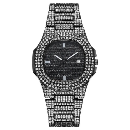 2022 New Iced Out Women Watch Gold Silver Color Square Diamondd Quartz Luxury Hip Hop Wrist Watches Roman Clock Gift boyfriend