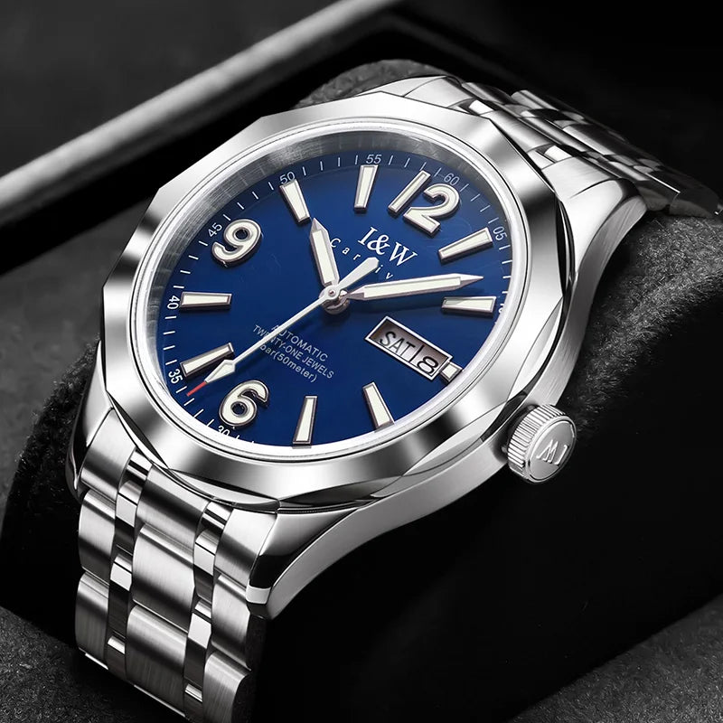 Relógio mecânico de luxo para homem Reloj CARNIVAL em tungsténio, movimento automático MIYOTA 8205, à prova de água.