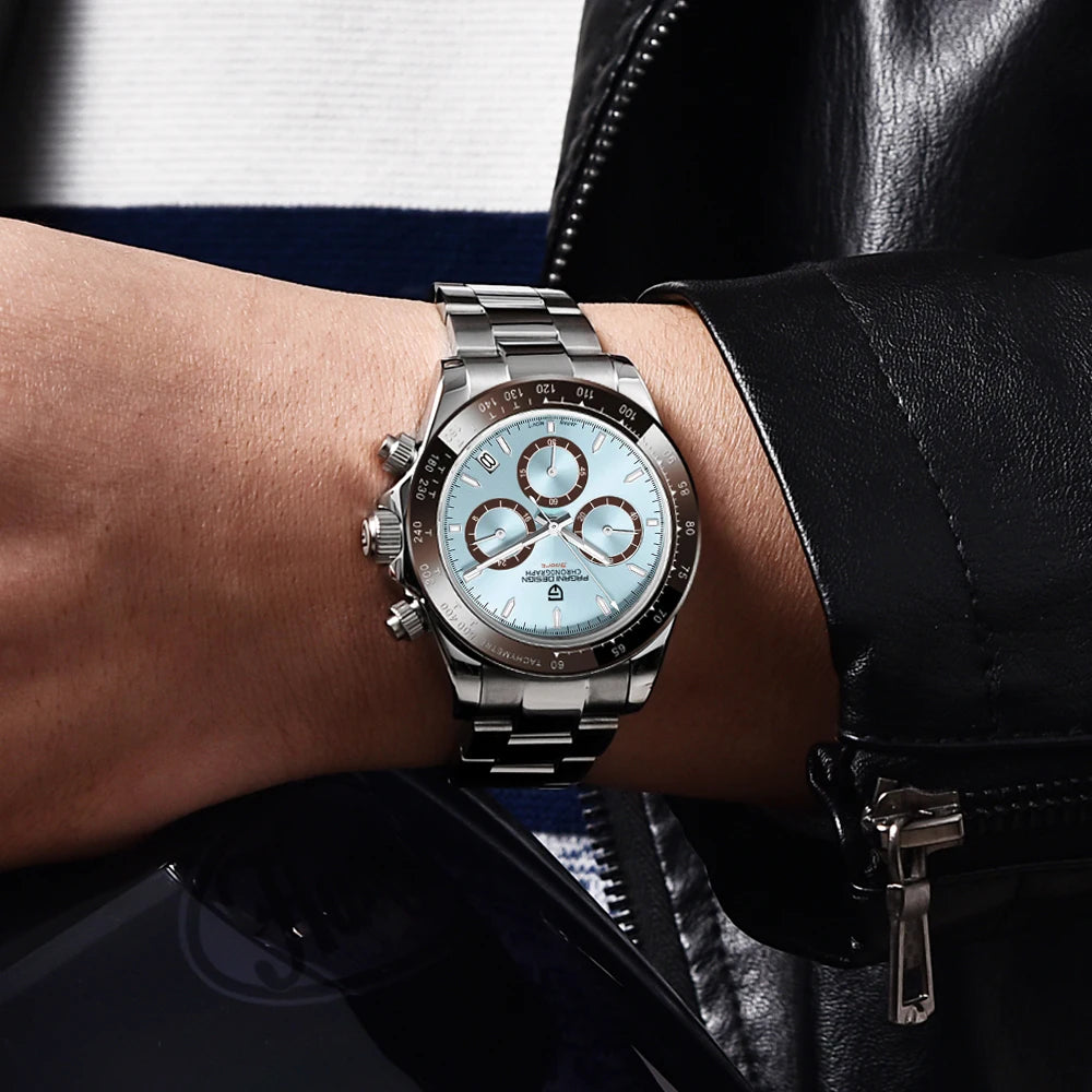 montre chronographe pour homme PAGANI DESIGN– Montre-bracelet à quartz de luxe, lumineuse et étanche.