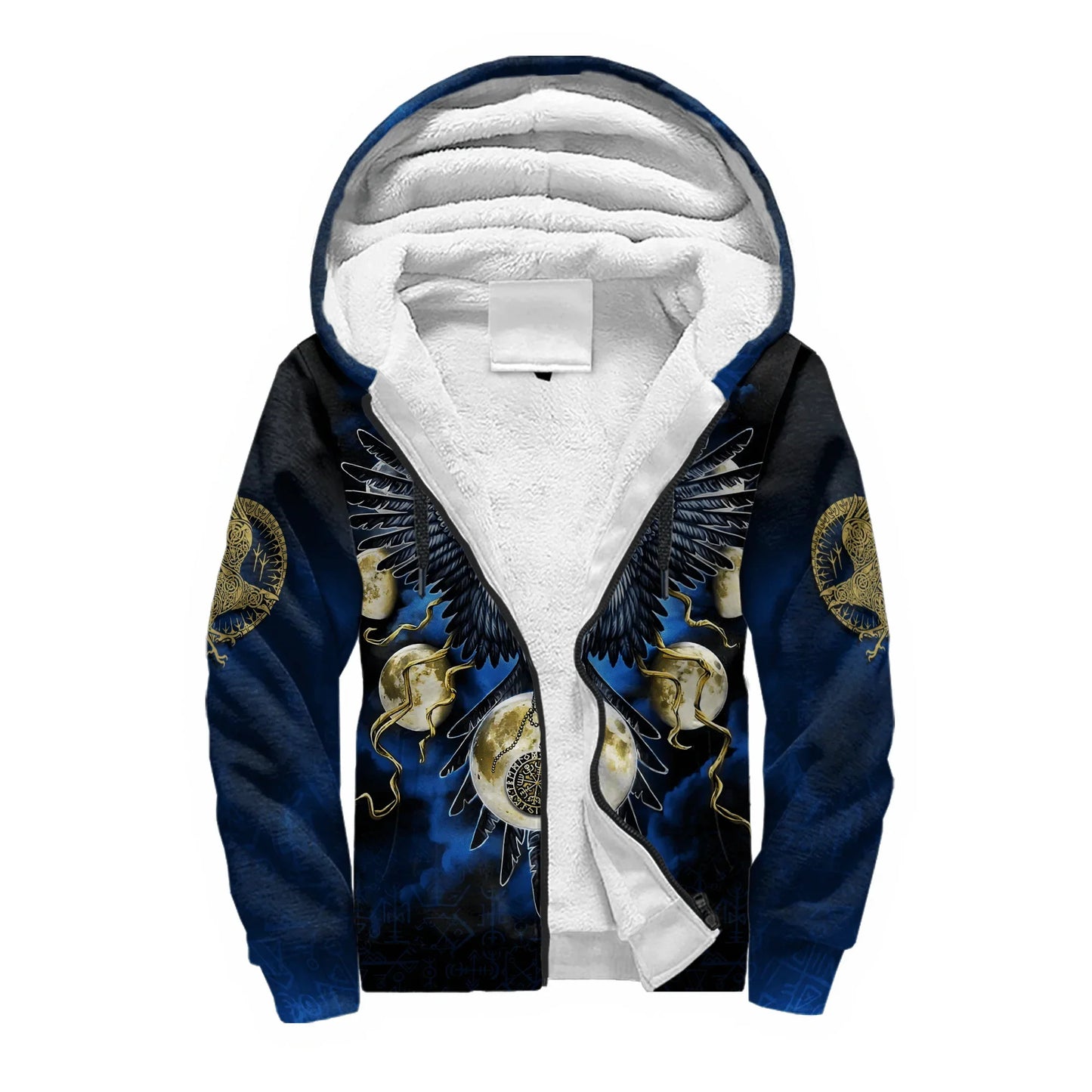 Mjolnir Odin Raven Wolf Tattoo 3D Printed Men's Winter Thicker Zip Hoodie Unisex Casual Hooded Tracksuit Warm Fleece Jacket KD16