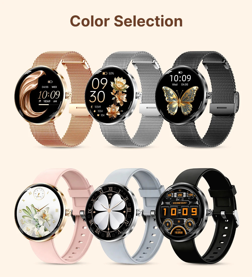 MEVADEN 8.5mm Ultra-thin Luxury Stainless Steel Smart Watch Women 1.43" AMOLED HD Screen Health Monitor Sport Smartwatch H33