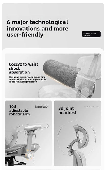 Přenosná minimalistická ergonomická židle s 10D područkami – počítačová, kancelářská, studijní a herní židle Gravity, pevná a odolná