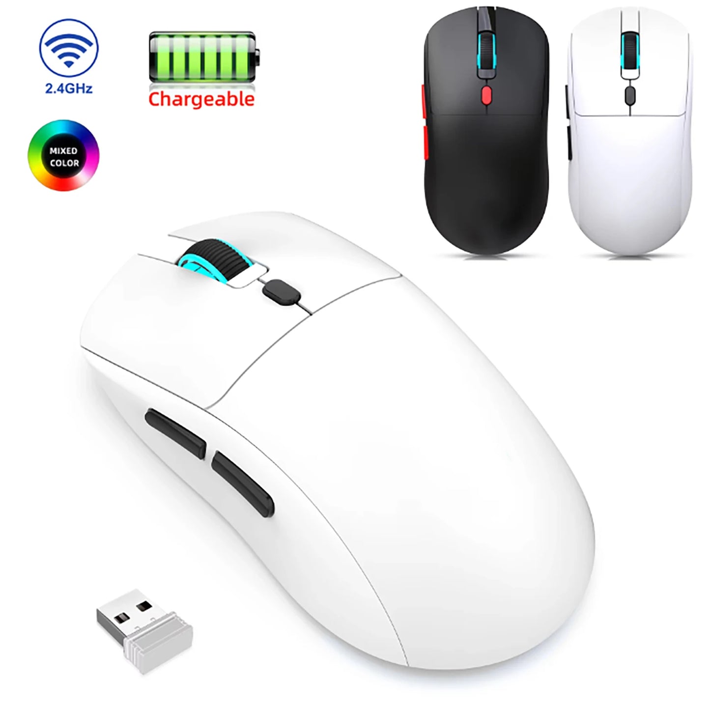 Bluetooth gaming miš, punjivi miš za gamere PAW3395, lagan ergonomski bežični miš za esport