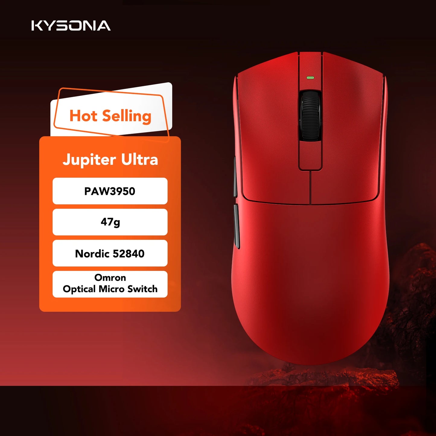 KYSONA Jupiter Series Gaming Mouse Wired Wireless Mice 8Khz PAW3950 Sensor Bluetooth 46g Rechargeable Web Driver For PC Laptop