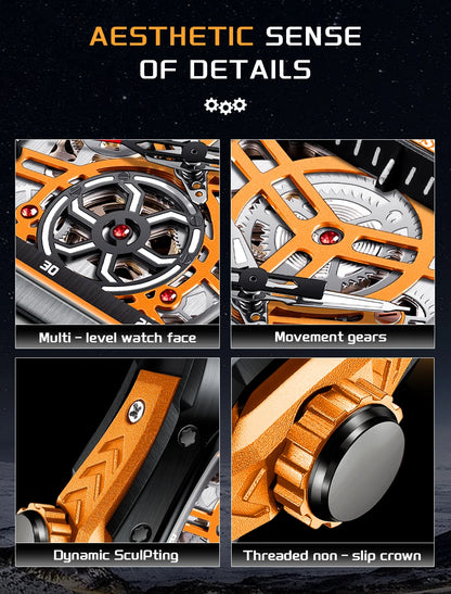 LIGE New Watches Mens Skeleton Mechanical Automatic Watch Top Brand Luxury Luminous 30M Waterproof Watch For Men reloj hombre