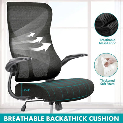 Aptliton Ergonomic Office Chair with Breathable Mesh Back, Thick Padded Seat, Adjustable Height & Tilt Lock, Swivel Computer Des