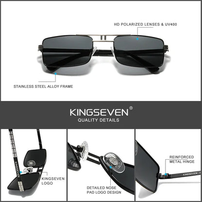 Ochelari de soare cu ramă dreptunghiulară pentru bărbați marca KINGSEVEN, cu lentile polarizate, ochelari de modă pentru șofat, protecție UV400