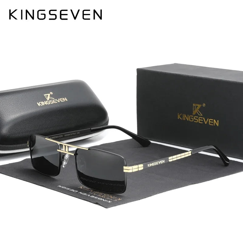 Ochelari de soare cu ramă dreptunghiulară pentru bărbați marca KINGSEVEN, cu lentile polarizate, ochelari de modă pentru șofat, protecție UV400