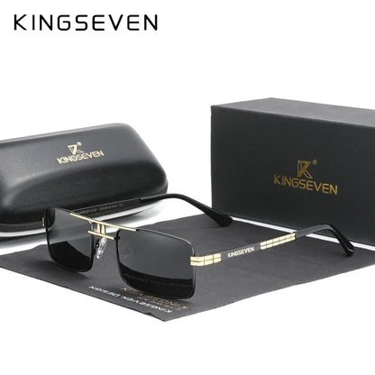 Ochelari de soare cu ramă dreptunghiulară pentru bărbați marca KINGSEVEN, cu lentile polarizate, ochelari de modă pentru șofat, protecție UV400