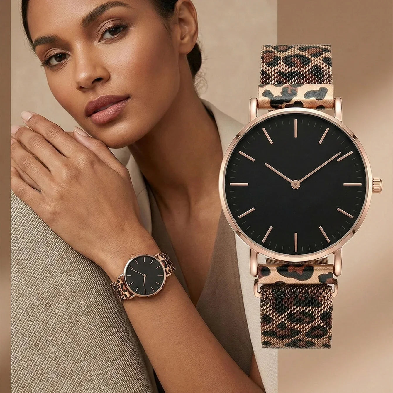 Ultra-thin Fashion Women's Watches Luxury Leopard Pattern Mesh Band Ladies Quartz Wristwatches Minimalist Female Clock Reloj