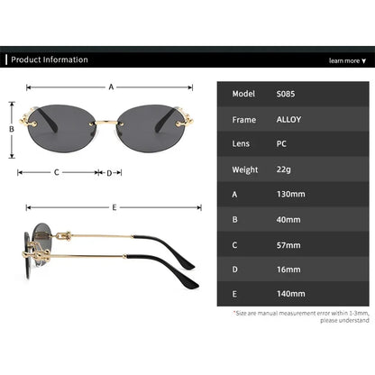 Ochelari de soare ovali fără ramă, de înaltă calitate, casual și luxoși, pentru femei, fără ramă, la modă și personalizați