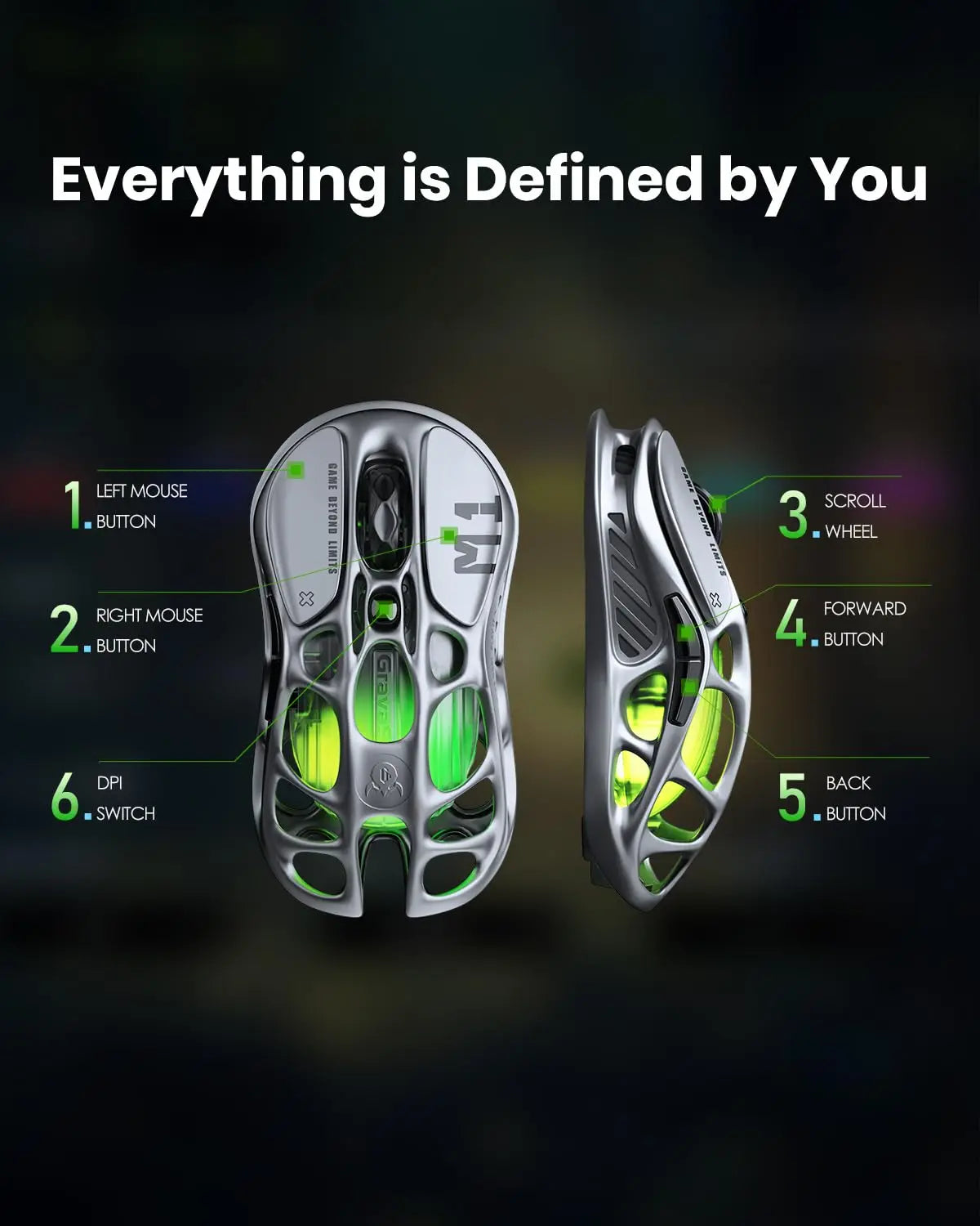 GravaStar Mercury M1 Pro Wireless Gaming Mouse  26000DPI Wired / 2.4GHz / Bluetooth GLOWSYNC RGB