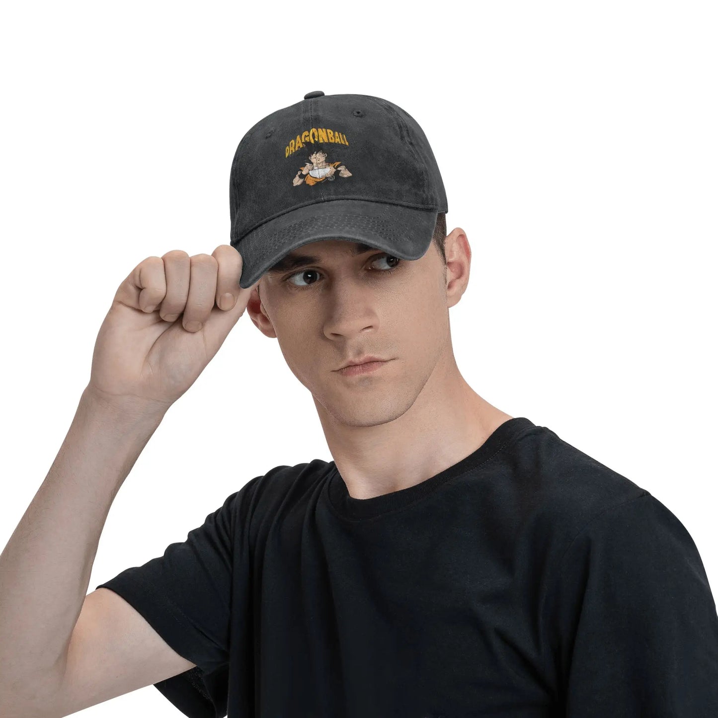 Retro DBZ dragon ball Goku Eating Ramen Baseball Caps Unisex Distressed Washed Sun Cap  Outdoor Summer Adjustable Fit Hats Cap