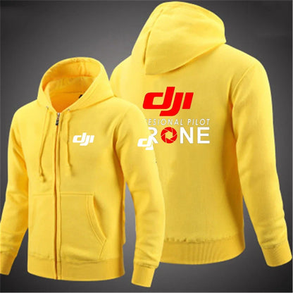 Dji Professional Pilot Drone Spring Autumn Casual Men's Solid Color Zipper Pullover Hoodie Coats Sportswear Fashion Long Sleeve