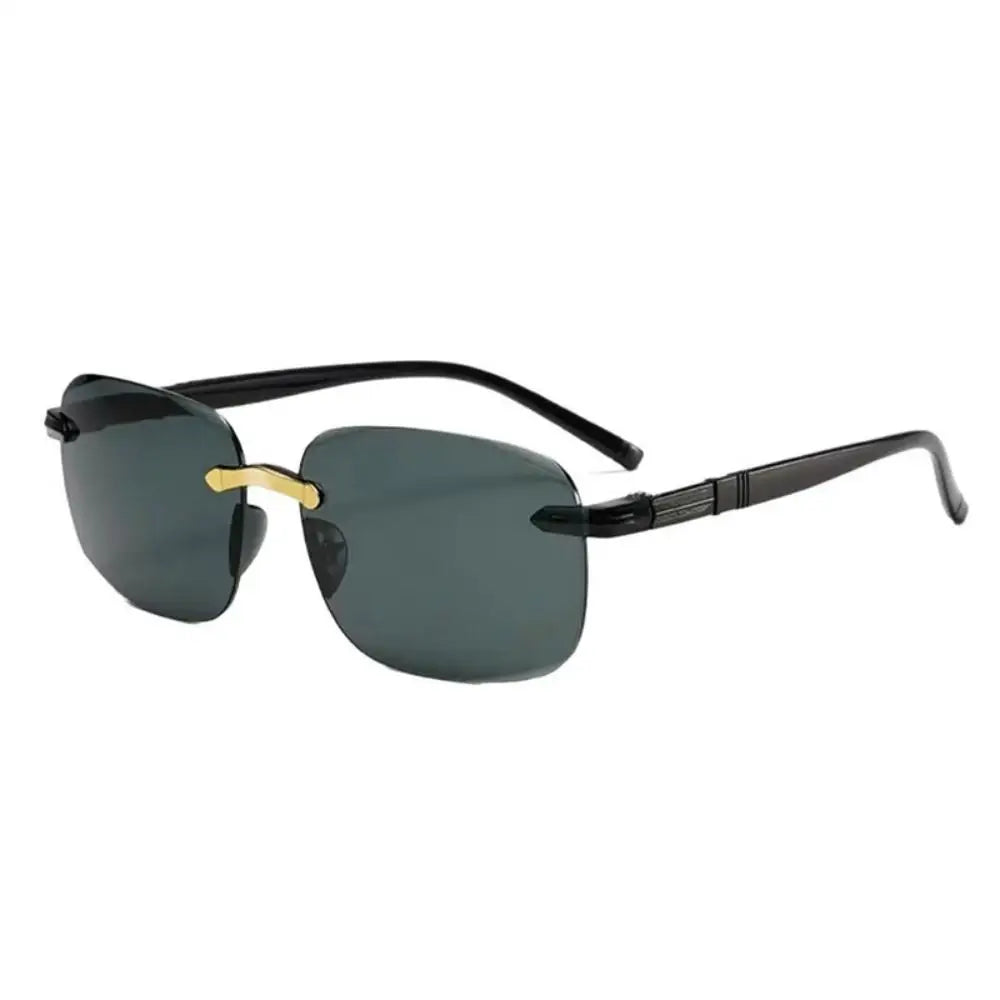 Ochelari de soare vintage, fără ramă, cu margini tăiate, ochelari de soare de designer, ochelari de soare de lux maro și verzi, UV400, pentru bărbați și femei