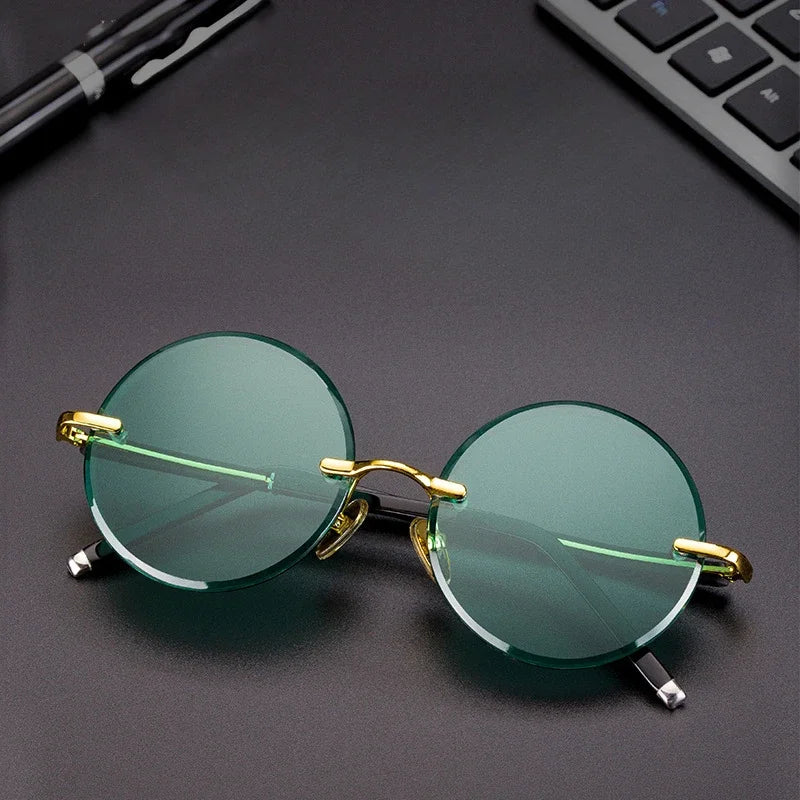 Ochelari de soare din rășină pentru bărbați, fără ramă, cu protecție UV400, ochelari de protecție stilată, ochelari de soare decorativi de vară