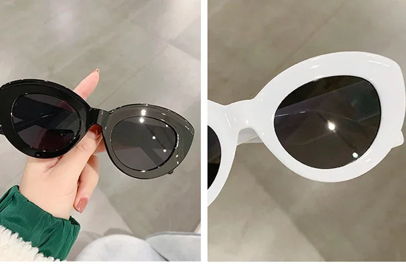 JNPCXI Ochelari de soare pentru femei, model „Cat Eye” supradimensionat, la modă, cu dungi verzi, stil retro, protecție UV400; ochelari de soare ovali pentru bărbați, la modă