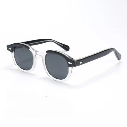 Ochelari de soare polarizați pentru bărbați și femei, stil Johnny Depp Lemtosh, ochelari de soare retro cu ramă rotundă din acetat și lentile UV400, Oculos