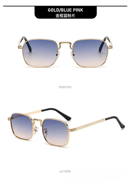 Ochelari de soare metalici, pătrați și ovali, la modă, retro, pentru bărbați și femei, personalizați, rezistenți la raze UV, ochelari de vedere de lux, design UV400