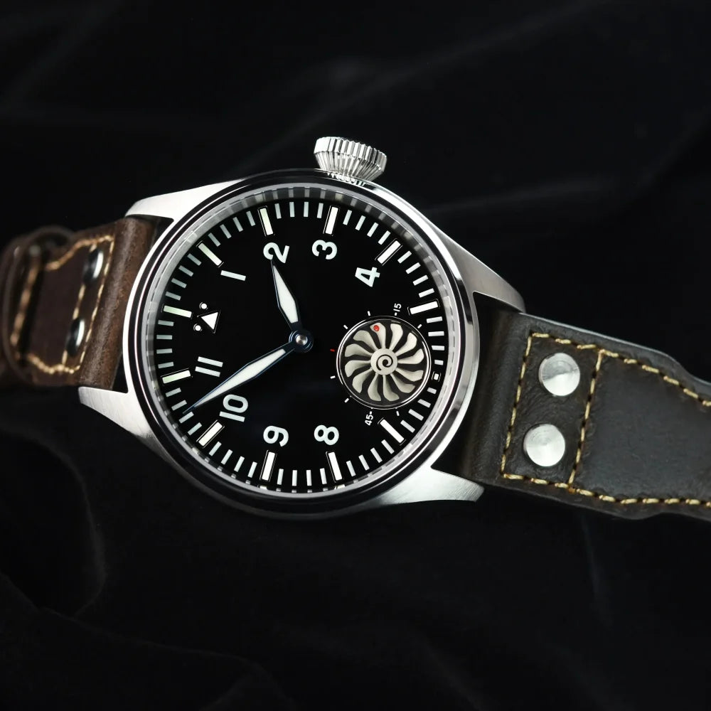 Hruodland 2025 New Men's Mechanical Watch Seagull ST3620 Retro Pilot 43MM Bgw-9 Luminous Sapphire Crystal Turbine Reloj Hombre