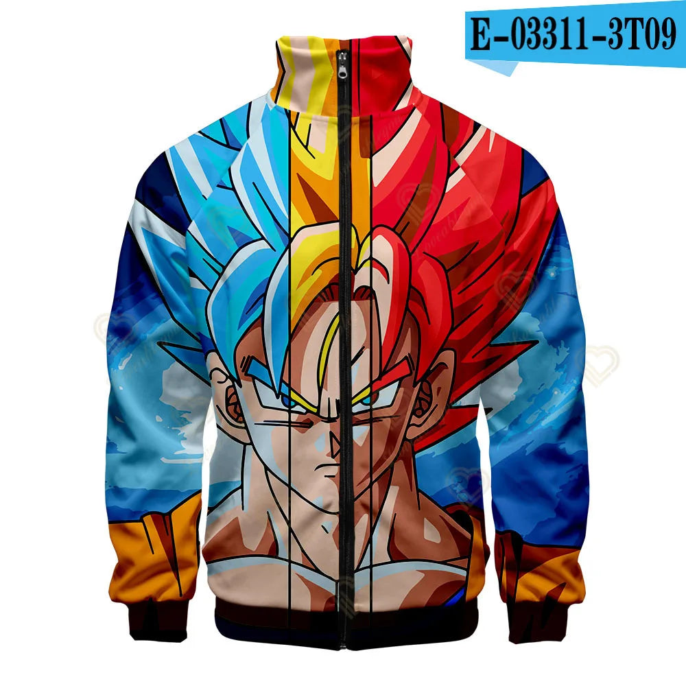 New Fashion Dragon Ball Print Stand Collar Zipper Hoodie Men Women Zipper Hoodies Jackets Long Sleeve Sport Hip Hop Sweatshirts