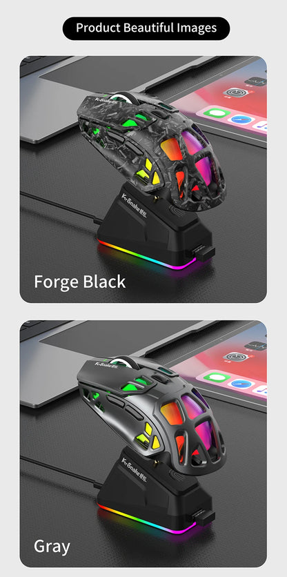 Лека геймърска мишка Lenovo Tri-Mode с RGB зарядна докинг станция 12000DPI 2.4G/Bluetooth/кабелна ергономична мишка за PC и лаптоп