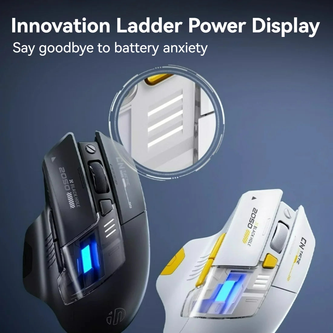 Inphic A9 Pro Three-mode Game Mouse Colorful Light Guide Pillar Power Indicator DPI Adjustable Macro-driver Ergonomics 12800DPI