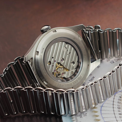 High-end Men's 38MM Watch Black Enamel Dial ST17 Manual Mechanical Watch Leather Waterproof
