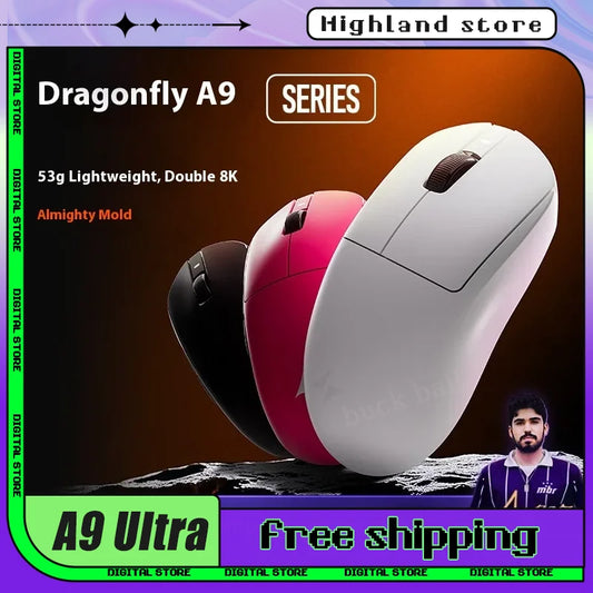 Mouse da gaming wireless ATK A9 Ultra Tri Mode 8K, 53g, ultraleggero, A9/A9 SE/A9 Plus/A9 Pro, mouse da gaming e-sport per PC, regalo personalizzato