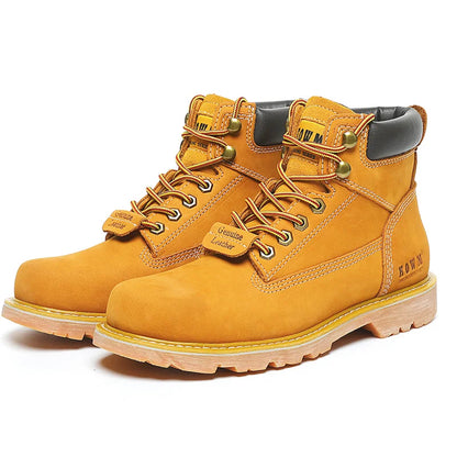 KOWM Cowhide Outdoor Men Hiking Shoes Waterproof Tactical Desert Shoes Hunting Boots Snow Boots Fur Sneakers Women Trekking Shoes
