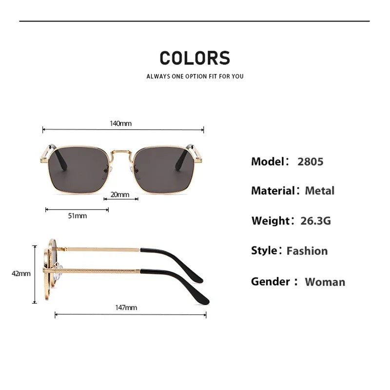 Ochelari de soare metalici, pătrați și ovali, la modă, retro, pentru bărbați și femei, personalizați, rezistenți la raze UV, ochelari de vedere de lux, design UV400