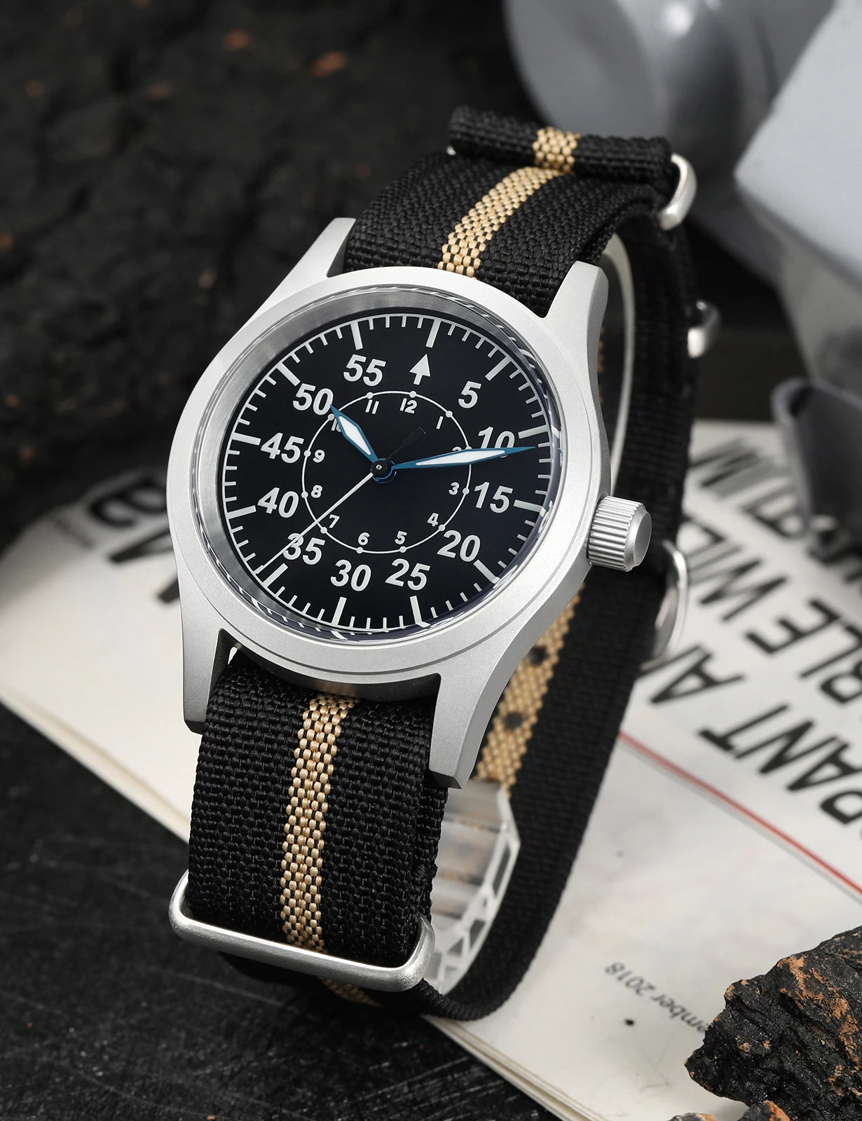 Militado ML05 Military Watch VH31 Sweep Movement Domed Sapphire Crystal Wristwatch High Clear AR Coating 38mm Vintage Watches