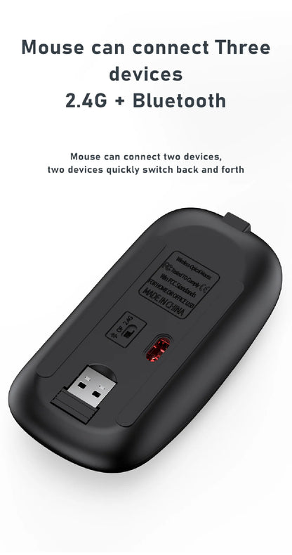 JOMAA Bluetooth&2.4G USB Keyboard and Mouse Set for Laptop Computer ipad Rechargeable Wireless Keyboard and Mouse Combo Slient