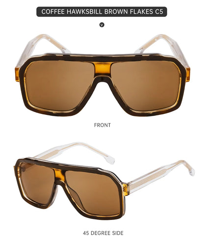 Ochelari de soare clasici, supradimensionați, pătrați, pentru bărbați, de lux, la modă, cu ramă metalică mare, ochelari de protecție, ochelari de soare eleganți pentru doamne