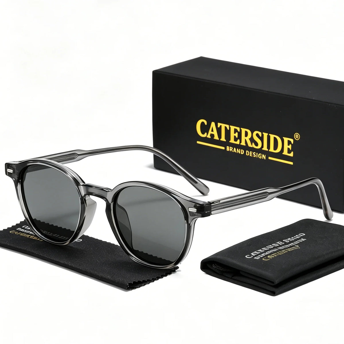 Ochelari de soare rotunzi polarizați Catside pentru bărbați, ramă TR, inserție centrală, brațe, set de ochelari de soare pentru femei, stil retro, pentru șofat, pescuit, punk, protecție UV400