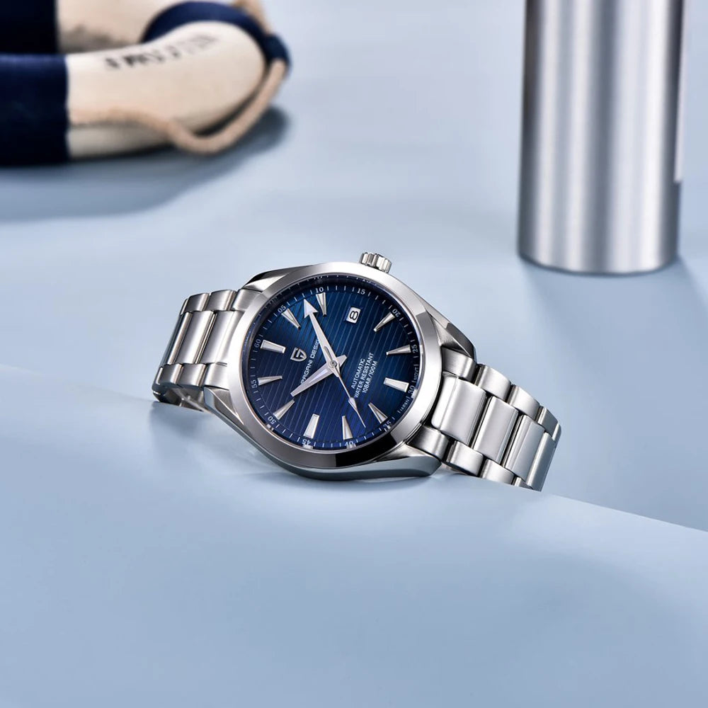 Relógio de luxo para homem PAGANI DESIGN – Modelo automático mecânico (calibre 8215), em aço inoxidável, estanque, com indicador de data e ponteiros luminescentes