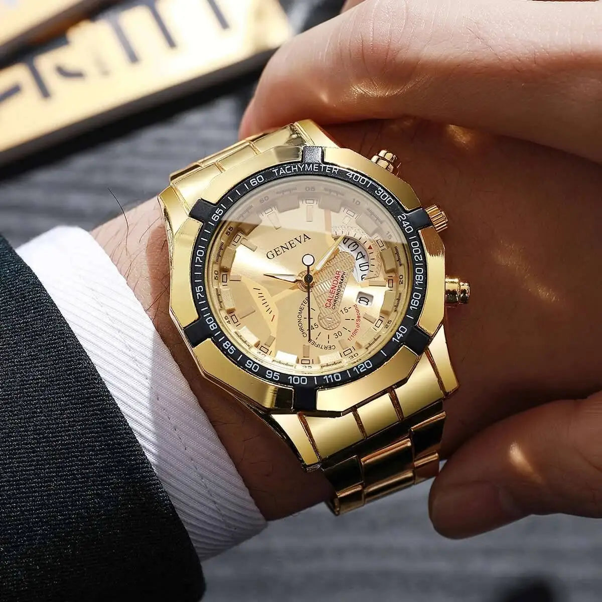 Fashion Men Business Watches Luxury Large Dial Calendar Quartz Watch Mens Clock Reloj Hombre（Without Box）
